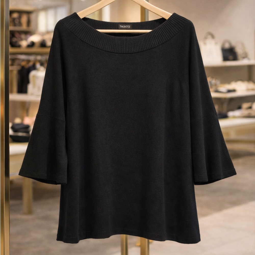 🌸Talbots Off-Shoulder Black Women’s Sweater - Classic Knit Size Medium